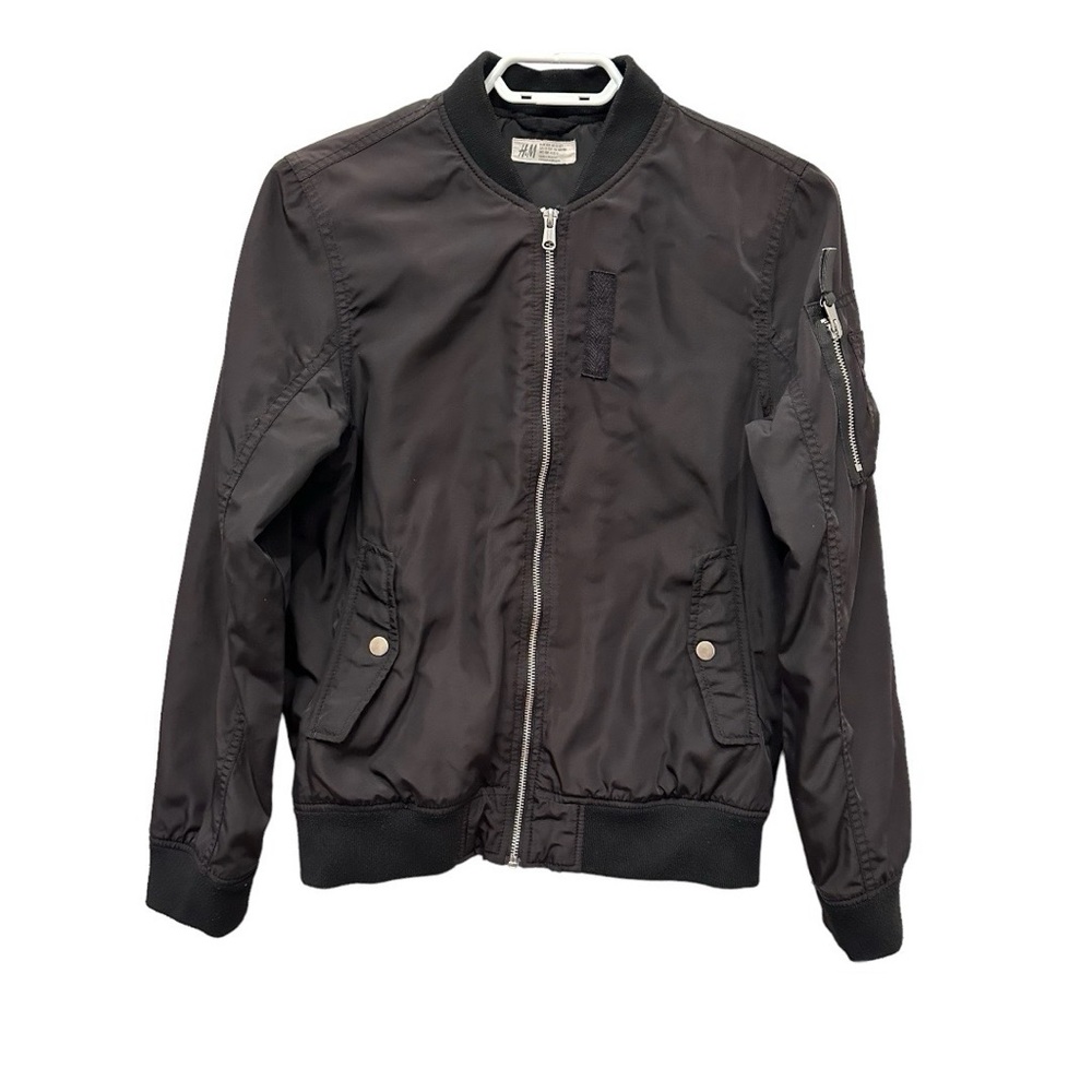 H&M Youth Lightweight Bomber Jacket Black Size 12-13Y